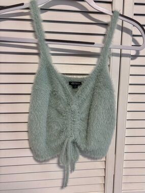 wild fable Mint Fuzzy Tie-Front Cropped Cami